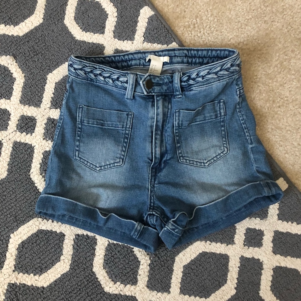 High waisted denim shorts